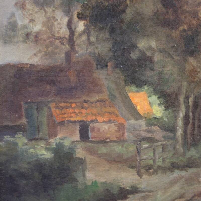 20th century Flemish bucolic landscape painting
