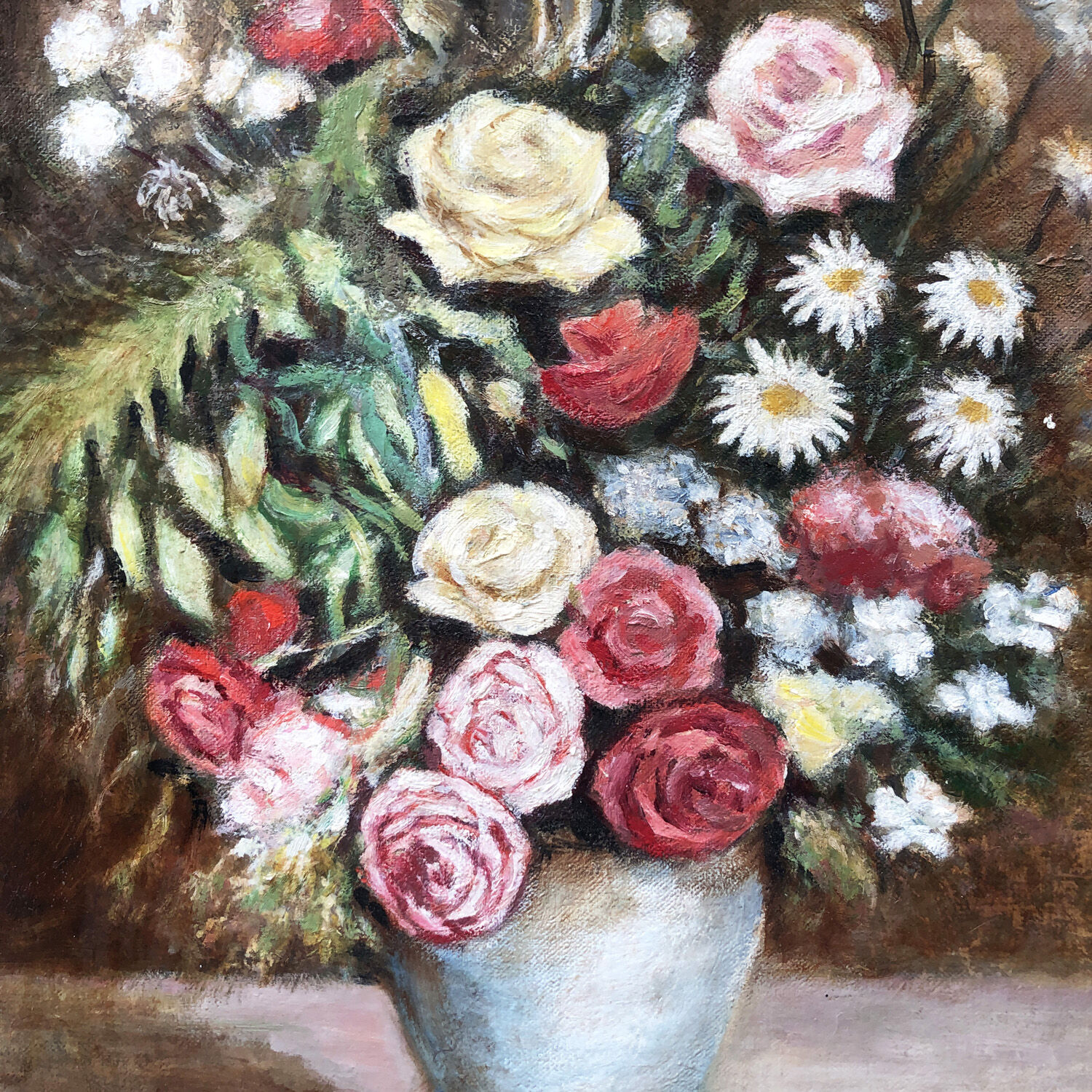 Painting "Daisies and pompom roses"