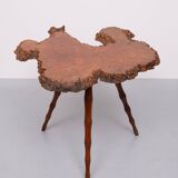 Table d'appoint en ronce organique des années 1950