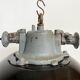 Black enamel and cast iron industrial cage pendant lamp, 1950