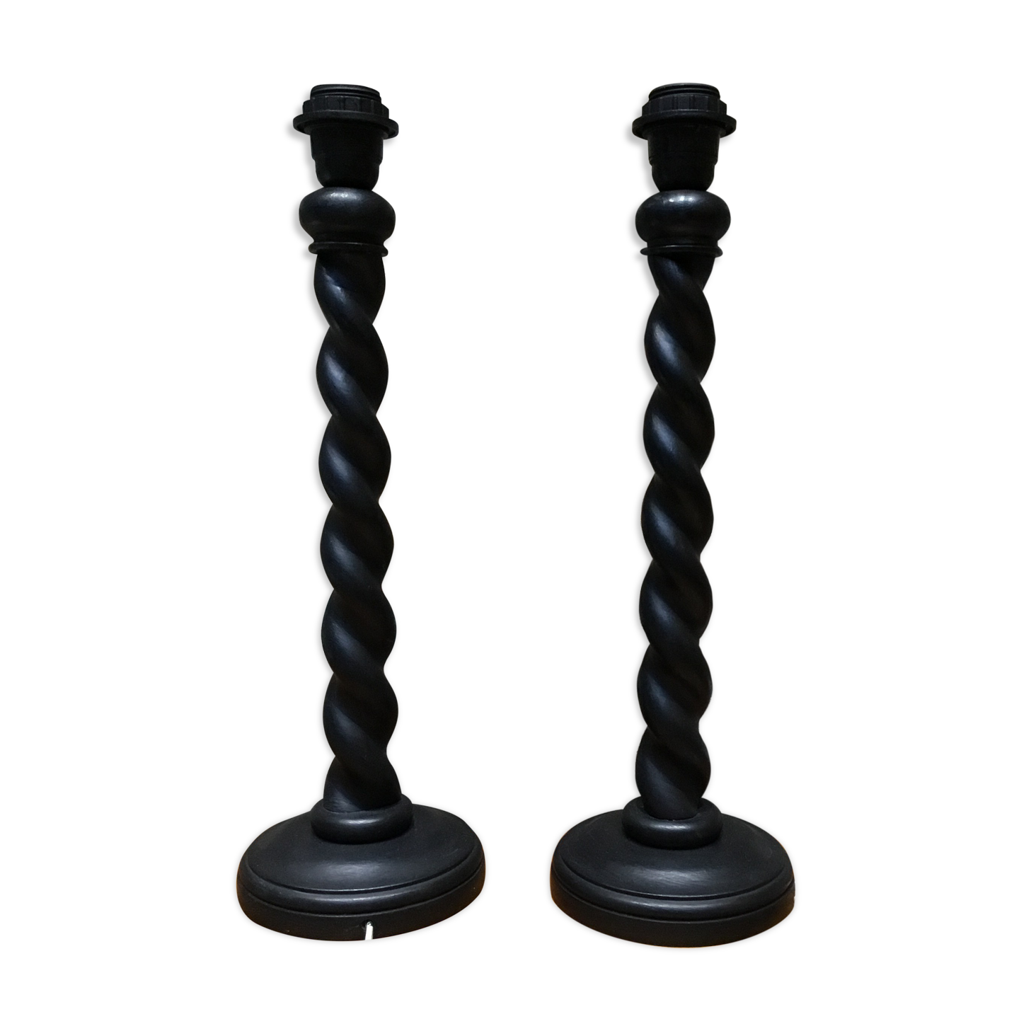 Pair of twisted Louis XIII-style lamp feet