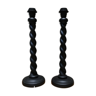Pair of twisted Louis XIII-style lamp feet