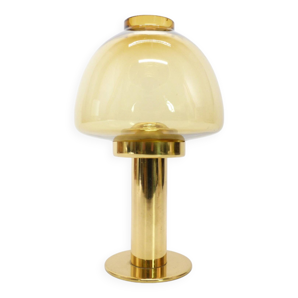 Bougeoir scandinave Jakobsson  Claudia L10227, verre jaune ambré, Markaryd