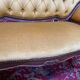 Louis XV style bench upholstered yellow velvet