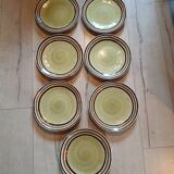 7 old stoneware flat plates