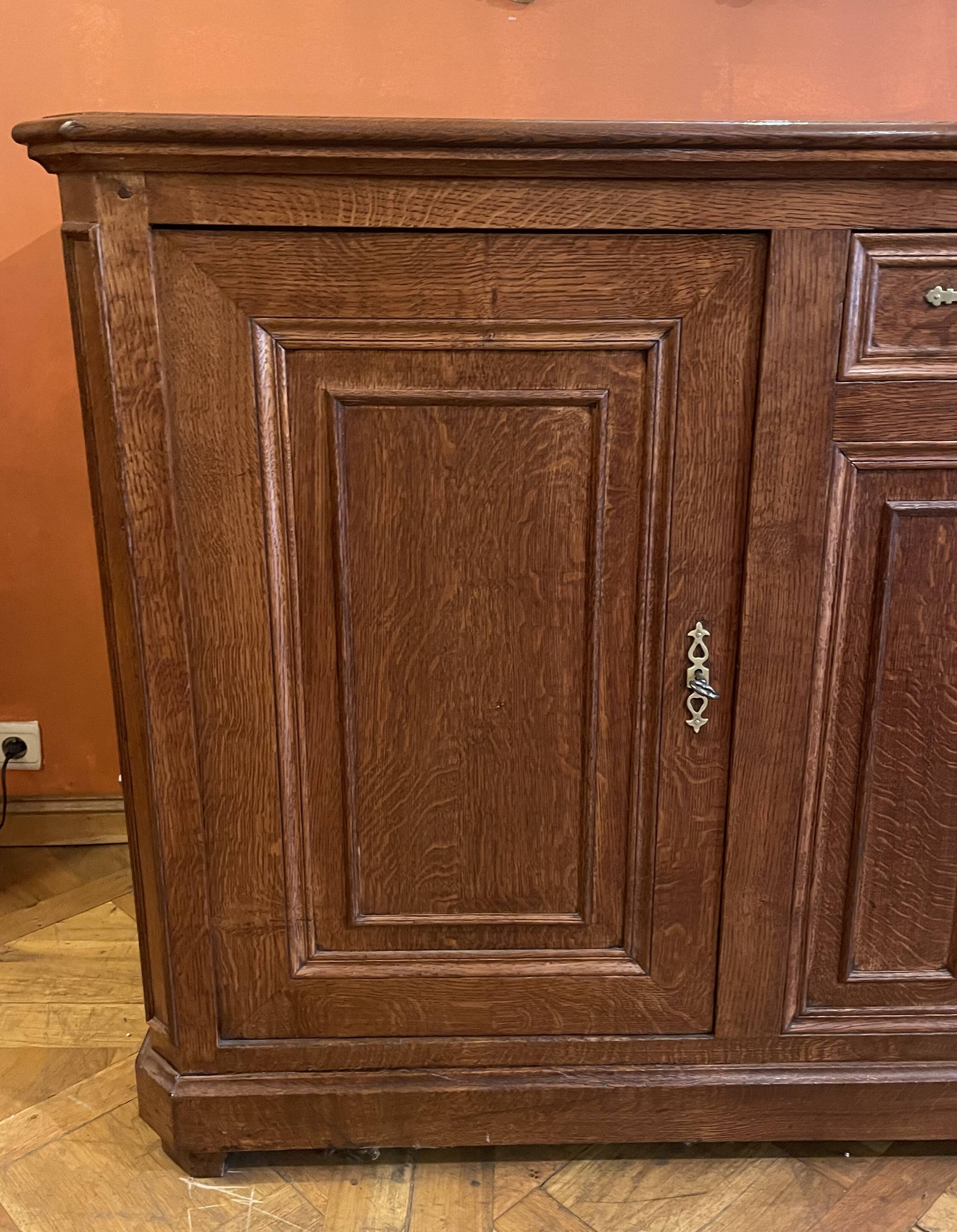 Large Oak Sideboard with Two Doors - 19th Century