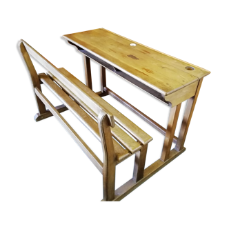 School desk in solid oak, 2 places
