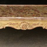 19th century coffee table. Gilded stucco and marble.