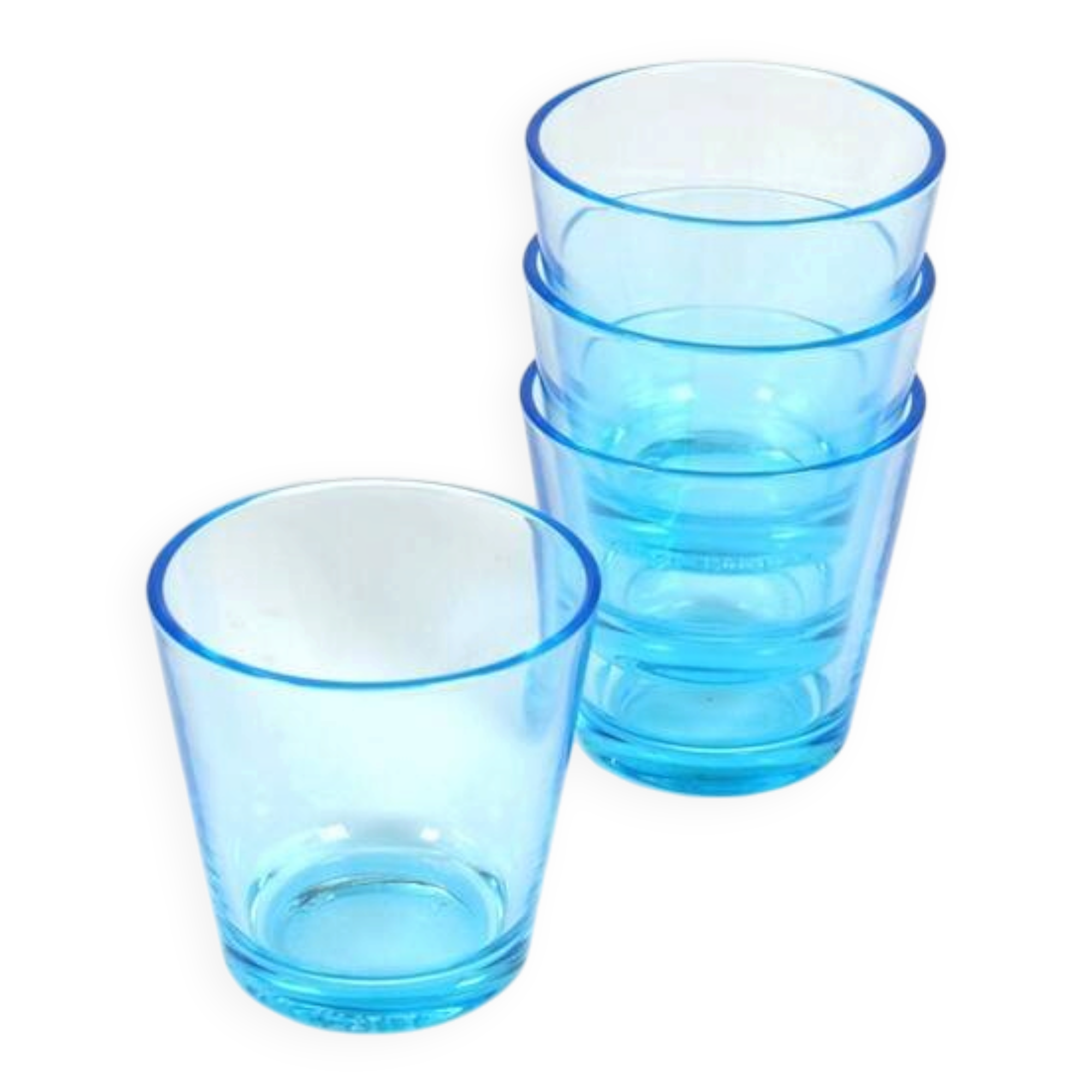 Set of 4 Iittala / Kaj Franck 'Kartio' drinking glasses / 'glacier blue' / Mid Century Modern design / Finland