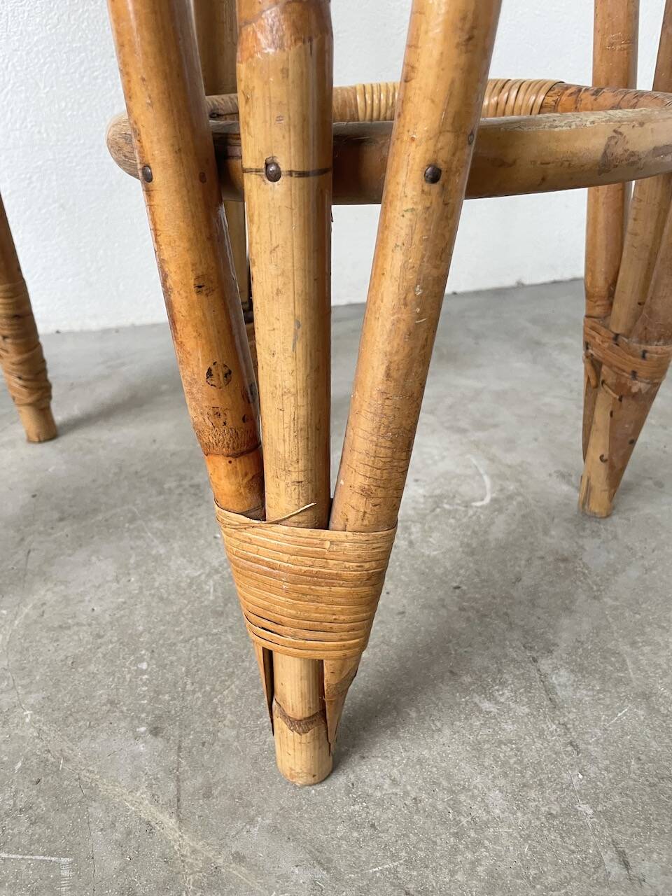 Pair of high rattan stools