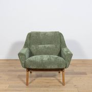 Fauteuil en chêne et tissu vert, Danemark, années 1960