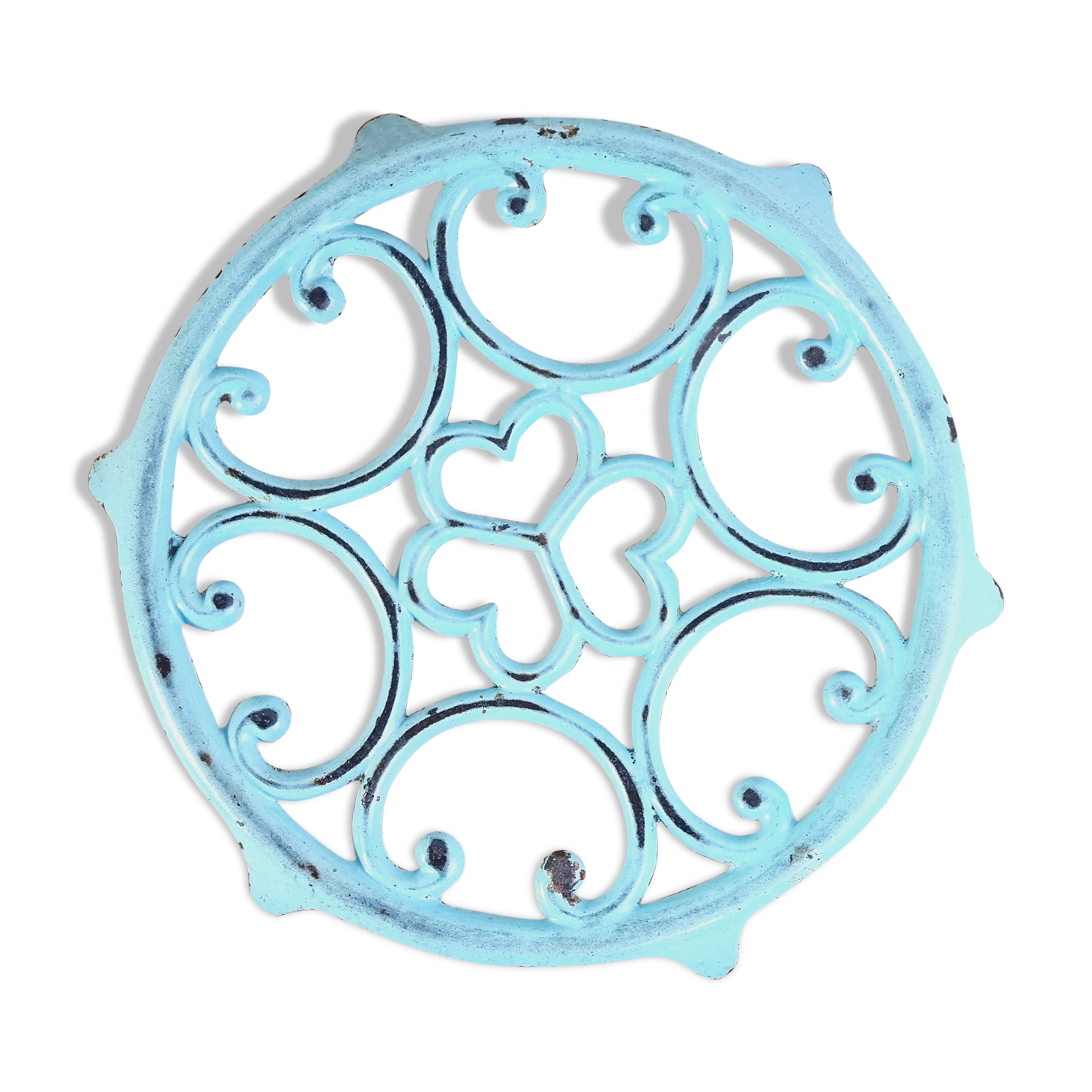 Sky blue cast iron underside