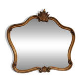 Antique Oval Gold Wall Mirror Wood Louis XV Style Pediment 70x80cm