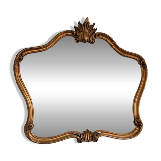 Antique Oval Gold Wall Mirror Wood Louis XV Style Pediment 70x80cm