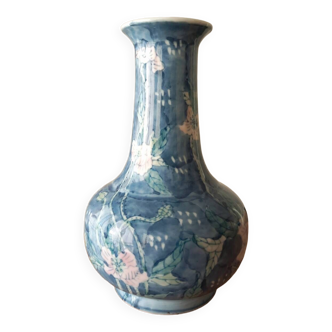 Blue and pink Japanese vase