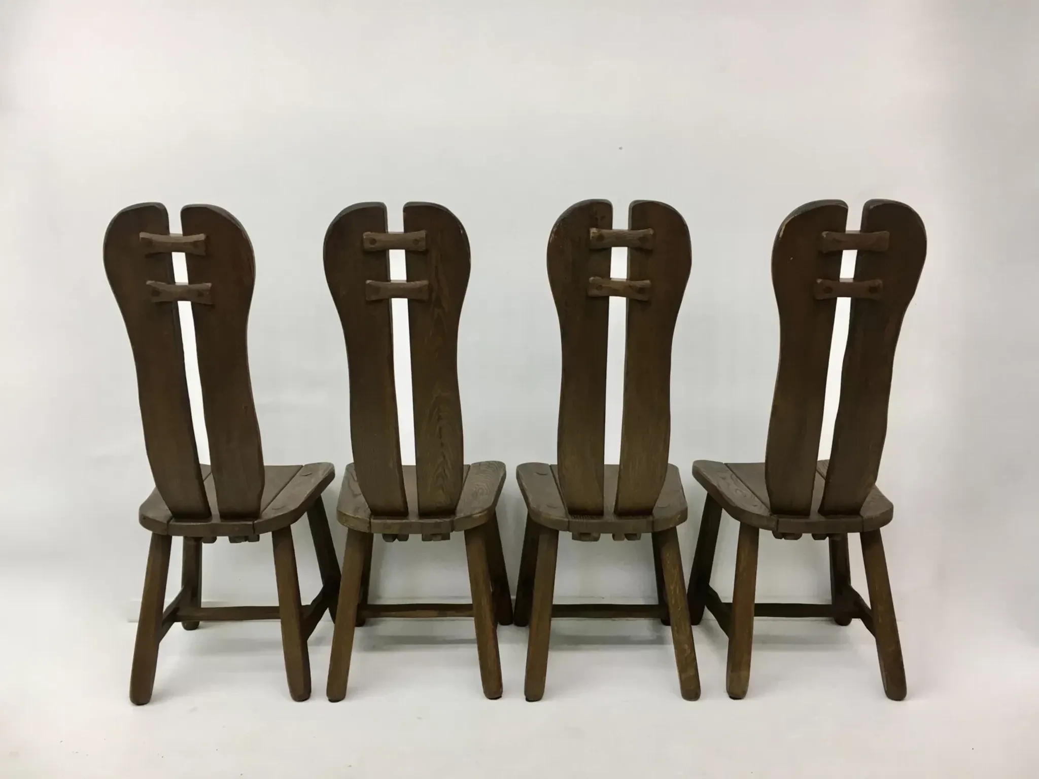 Set of 4 Belgian brutalist dining chairs from De Puydt, 1970s