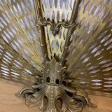 Firewall foldable fan "peacock" - brass bronze late nineteenth century