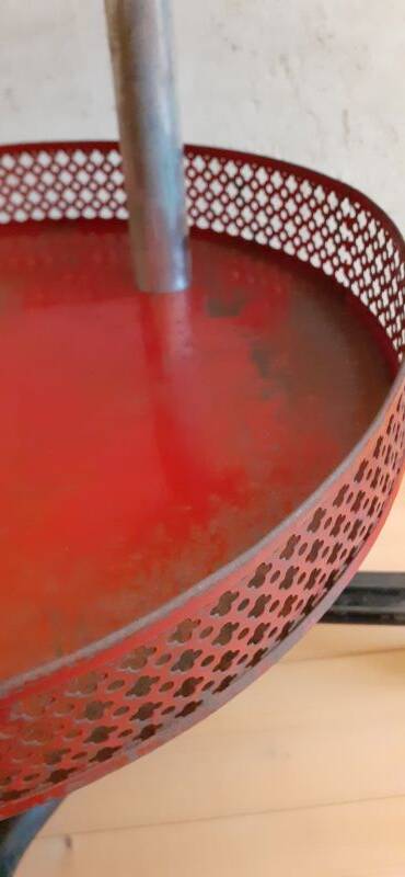 Grocery store display 1950 1960 Paris France perforated sheet metal rigitulle