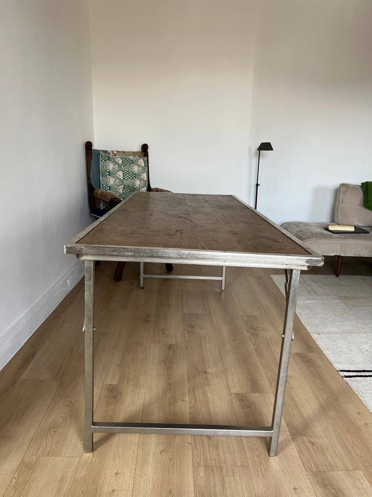 Folding industrial-style dining table