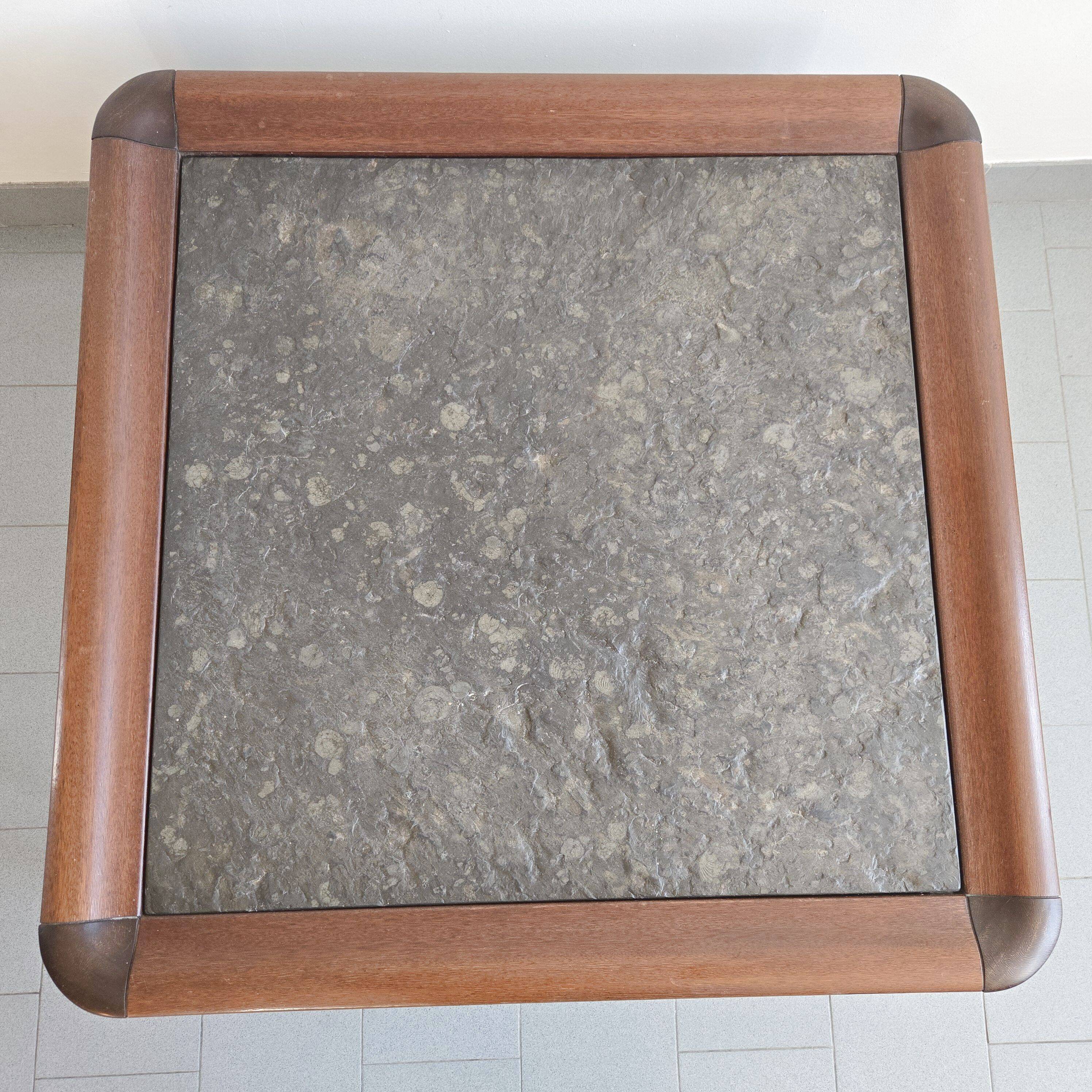 1960s Scandinavian coffee table in teak and schist