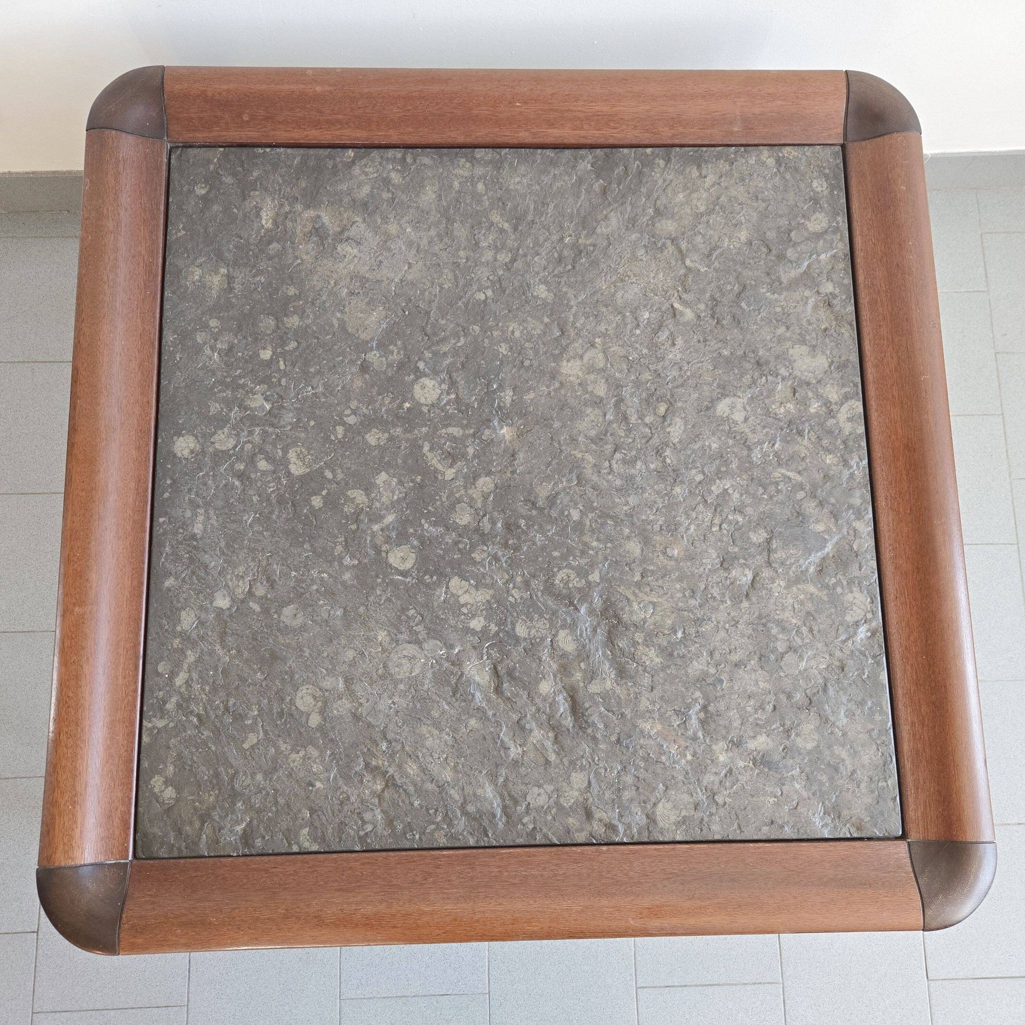 1960s Scandinavian coffee table in teak and schist