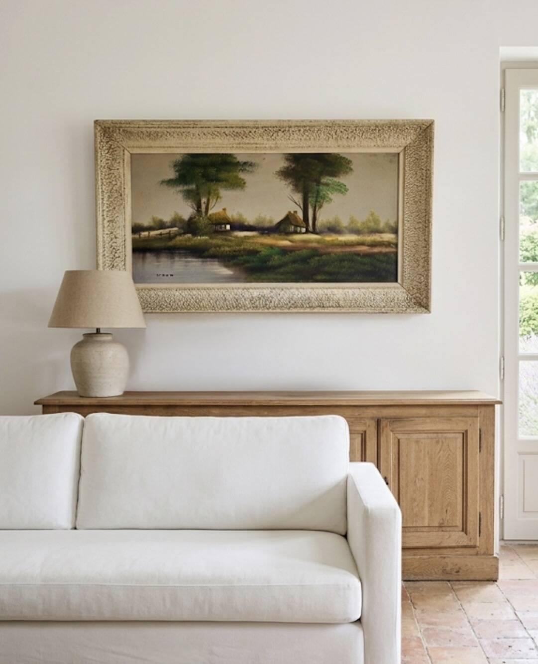 Oil on canvas Countryside Landscape - Polo (40 x 70 cm)