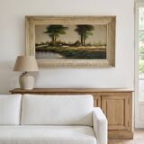 Oil on canvas Countryside Landscape - Polo (40 x 70 cm)