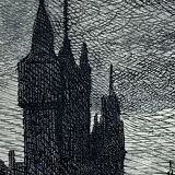 Lithographie paysage anglais du XIXème siècle "Parlement de Londres"  par Maximilien Luce