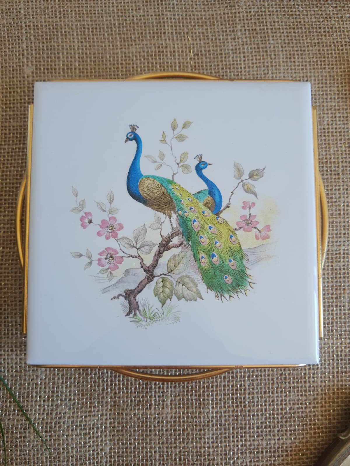 Dish coaster mettlach vintage peacock patterns