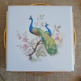 Dessous de plat mettlach motifs paons vintage