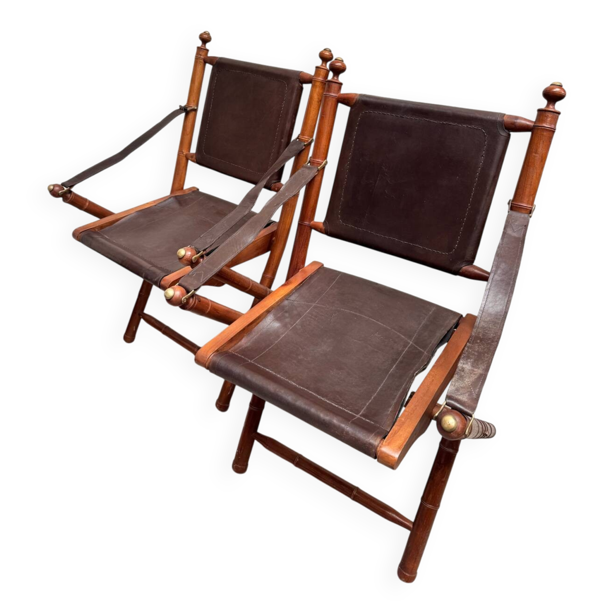 Paire de chaises coloniales faux bambous 1960’s