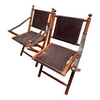 Paire de chaises coloniales faux bambous 1960’s