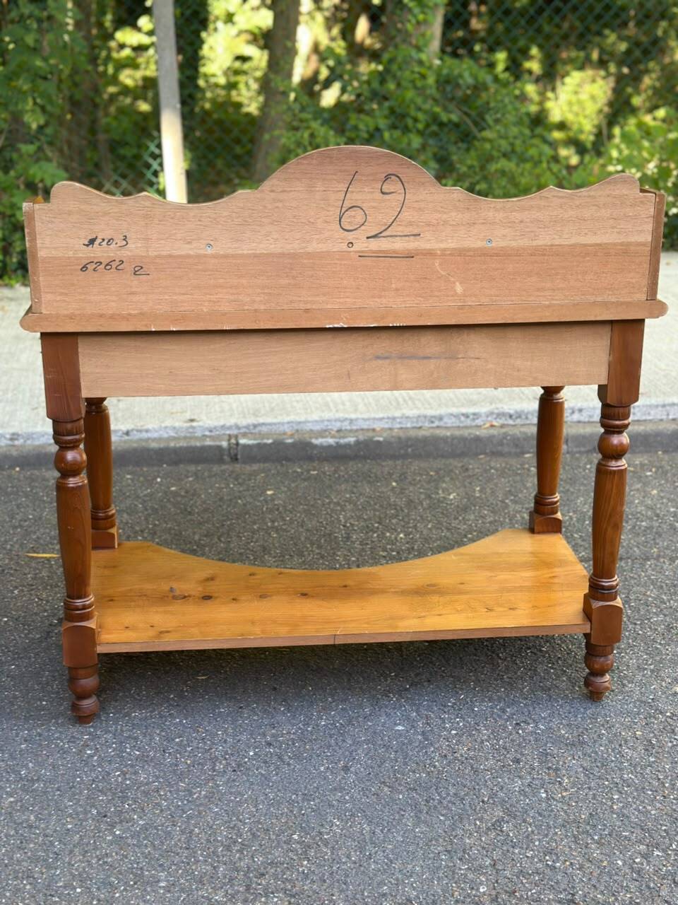 Vintage Console Desk in Solid Pine with Removable Upper Unit 1980