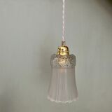 Vintage tulip suspension in frosted glass