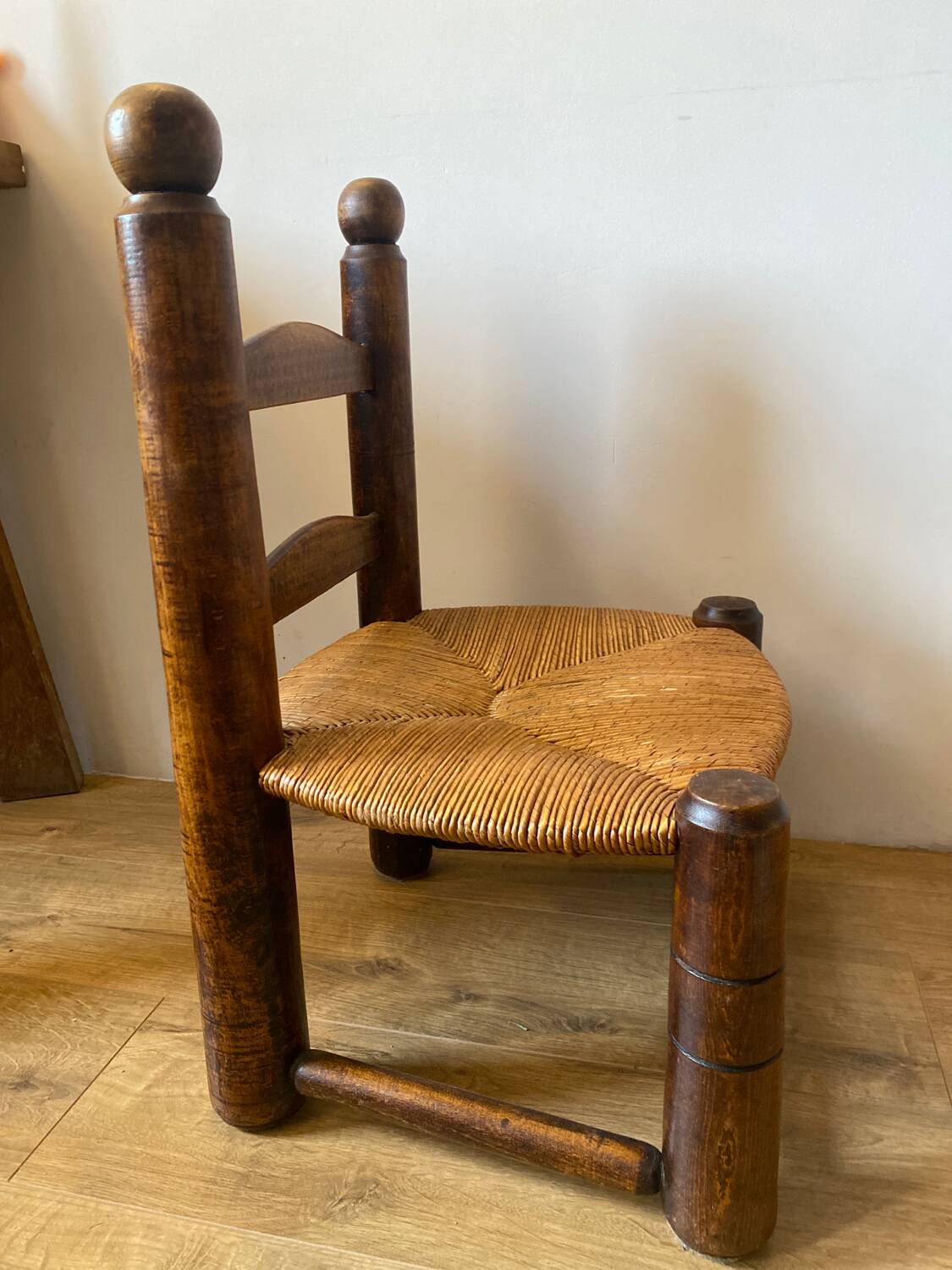 Brutalist straw low chair