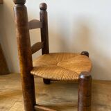 Brutalist straw low chair