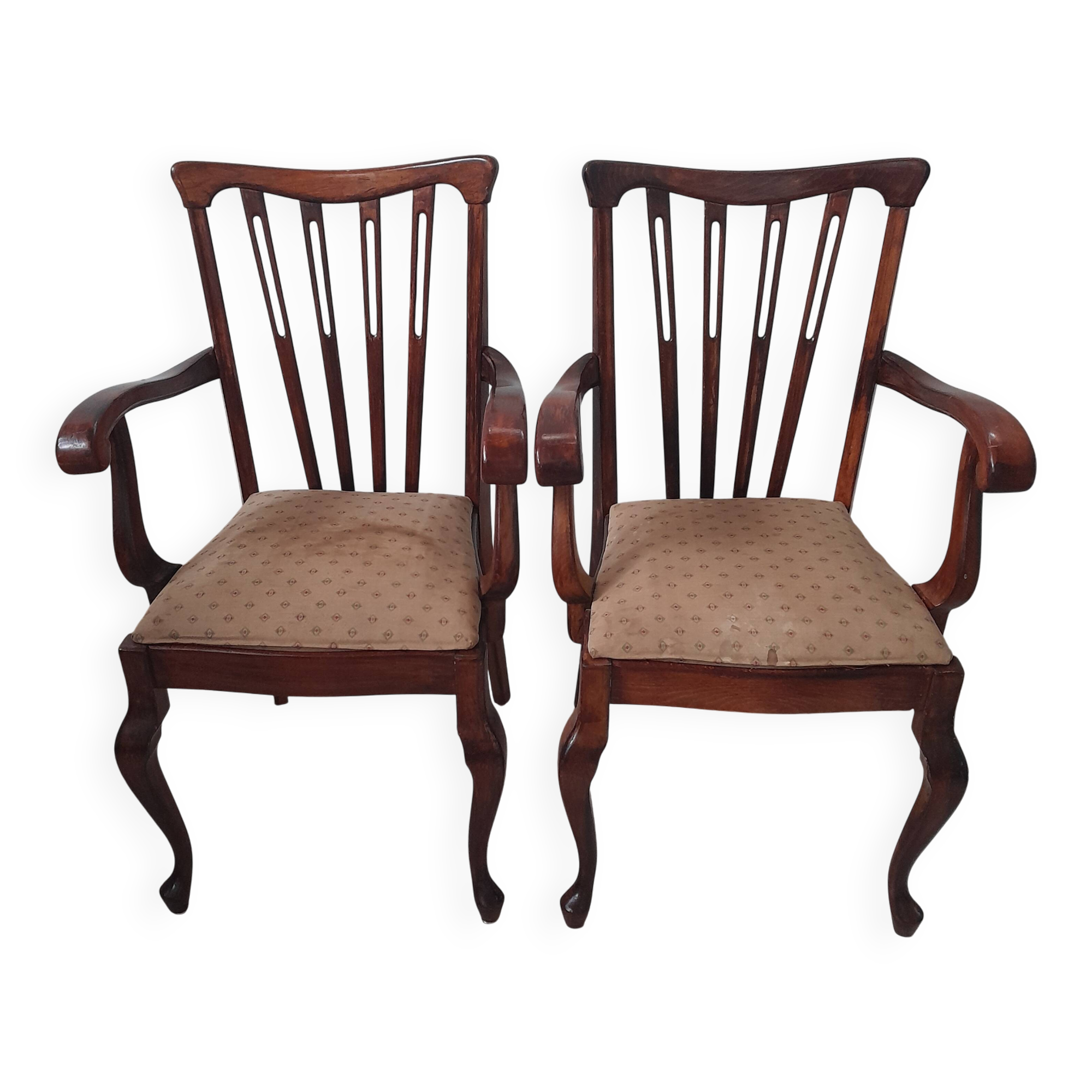 Paire de fauteuils de style Queen Anne originaux