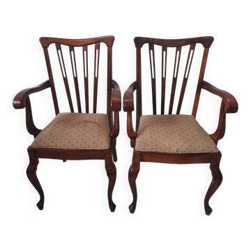 Pair of Queen Anne Style Armchairs original