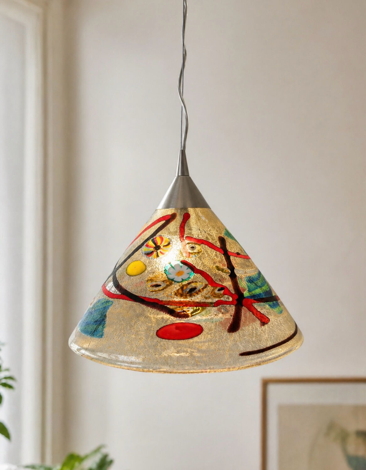 Vintage Murano glass conical pendant light