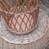 Vintage 50s planter on rattan stand