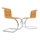 Paire de chaises cantilever en chrome et osier Style Mies Van der Roye