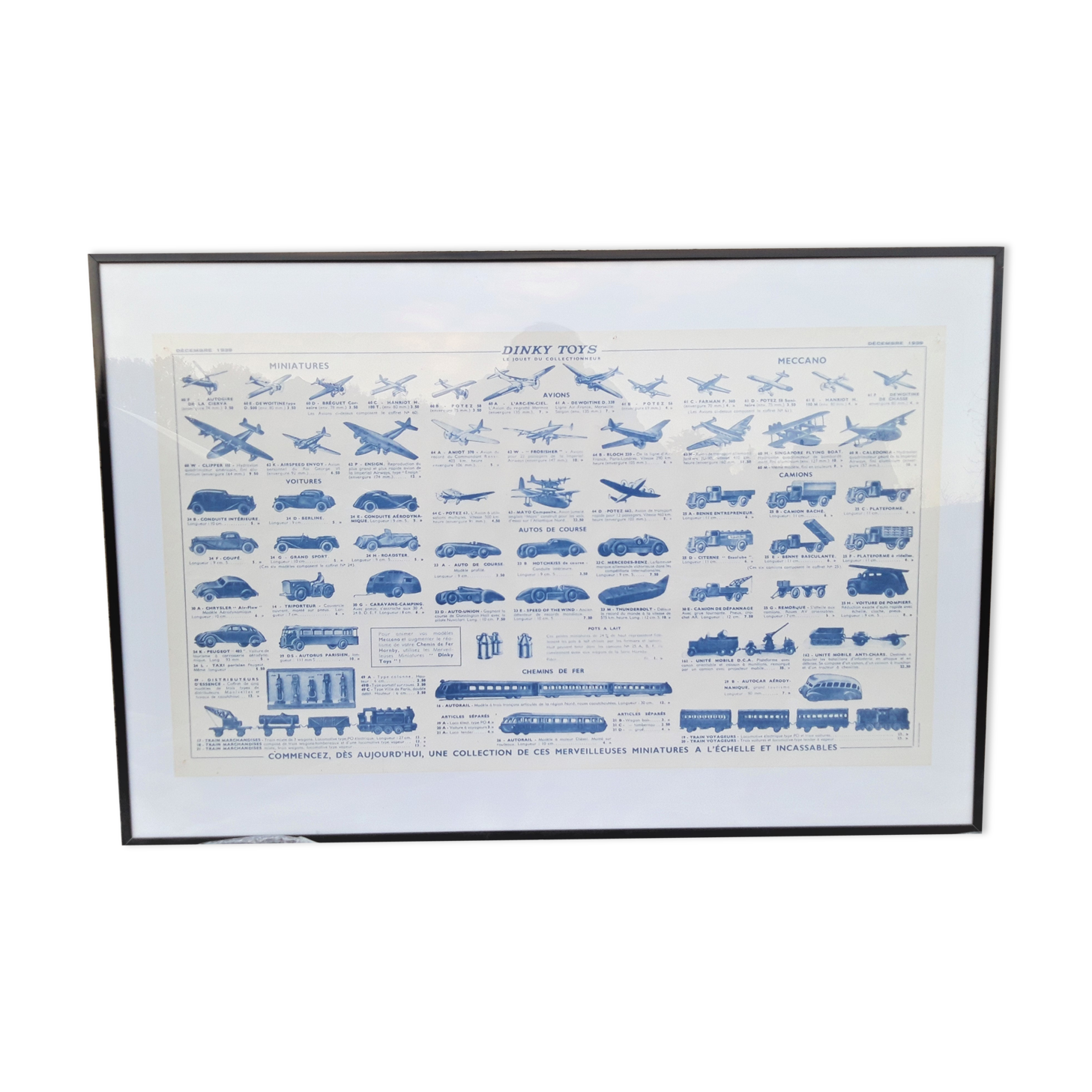 Dinky Toys monochrome advertising poster under glass