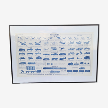 Dinky Toys monochrome advertising poster under glass