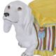 Stool or stand in earthenware depicting a white dachshund.
