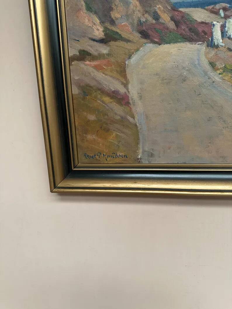 Original Swedish Oil on Canvas – “The Way” by Aksel G Knůdsen – Signed, Vintage & Framed – 52 x 45 cm (24" x 20")