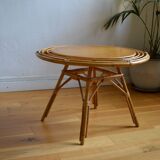 Vintage round rattan coffee table