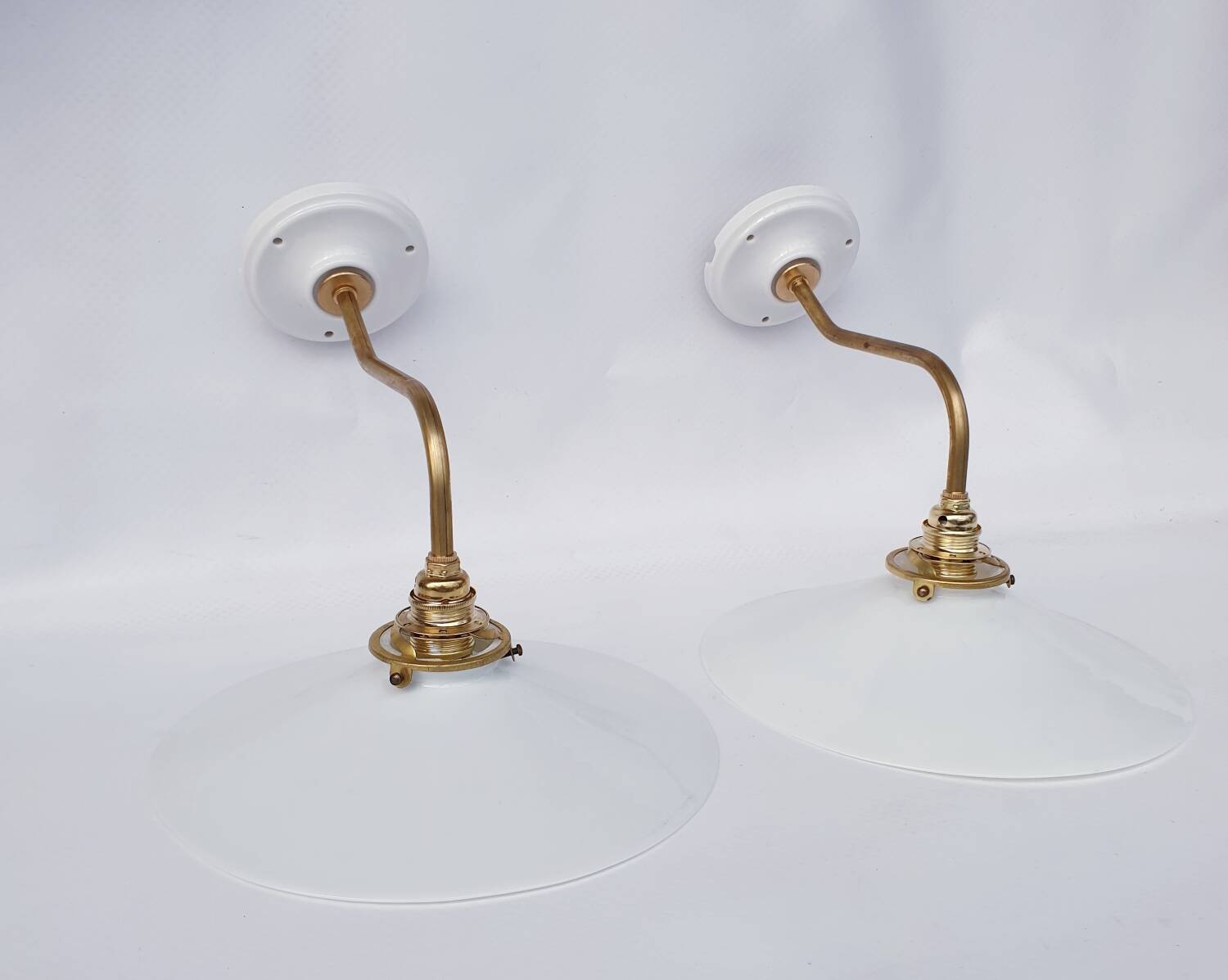 White opaline swan neck wall lights