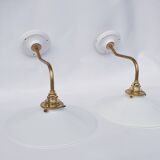 White opaline swan neck wall lights