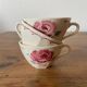 3 tasses à café Badonwiller, roses rouges & bleues