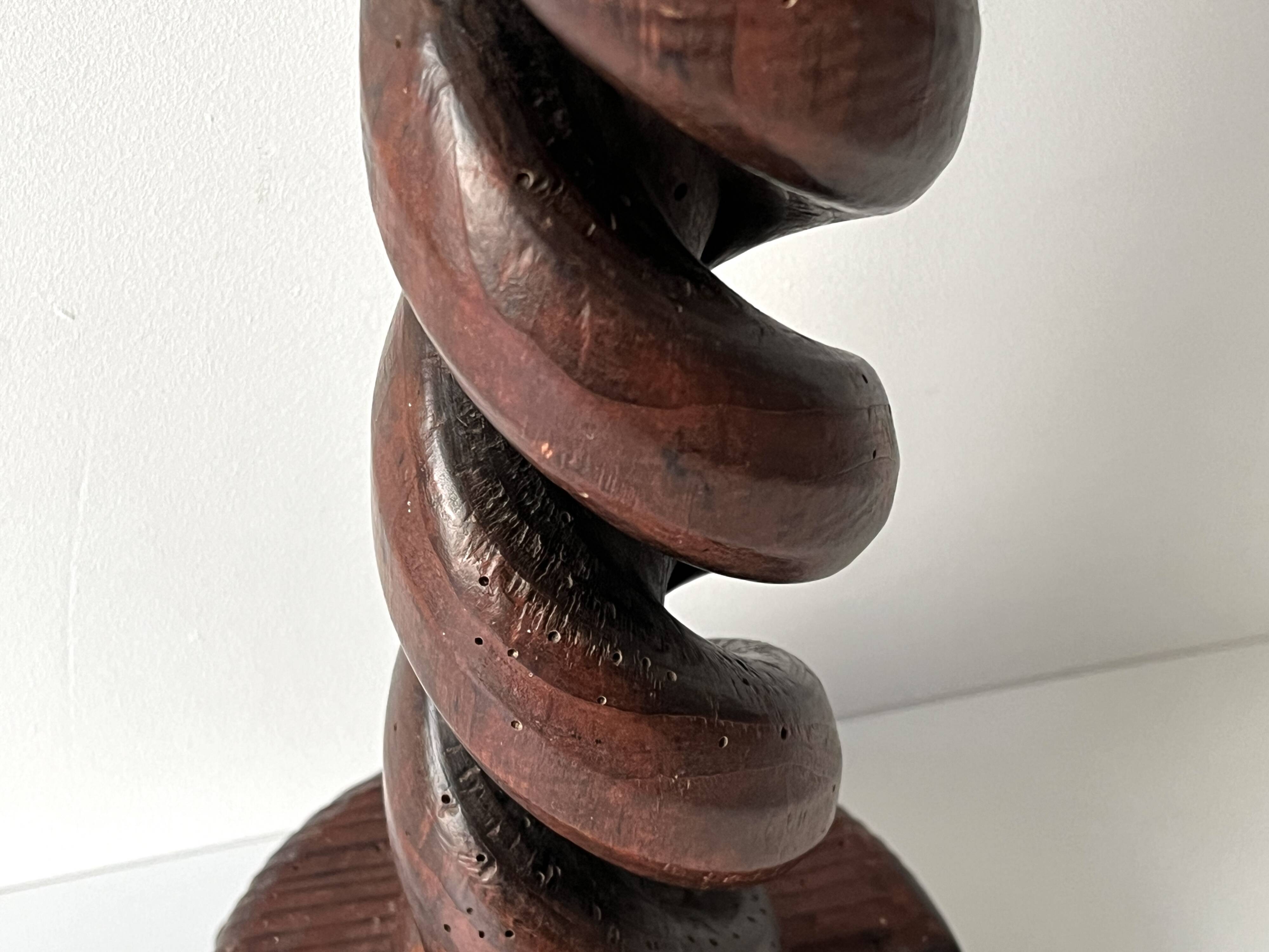 50s turned wooden pedestal ashtray, vintage rustic ashtray